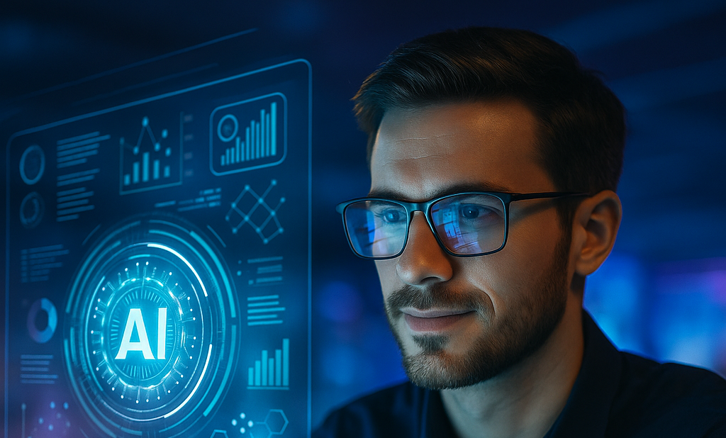 homem navegando inteligencia artificial rm07 agencia de marketing